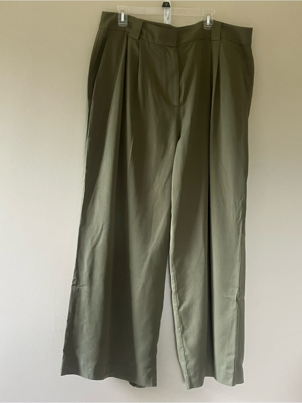 Boden Olive Green Islington Pleated Wide Leg Tencel Pants 16R